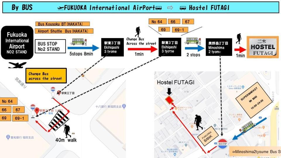 ホステル二木 Hostel Futagi ゲストハウス Фукуока Экстерьер фото
